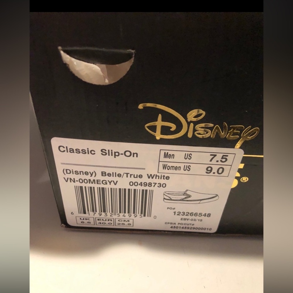 NWT Limited Edition Rare Disney X Vans Slip On Shoes featuring Belle women’s 9 - Picture 6 of 6
